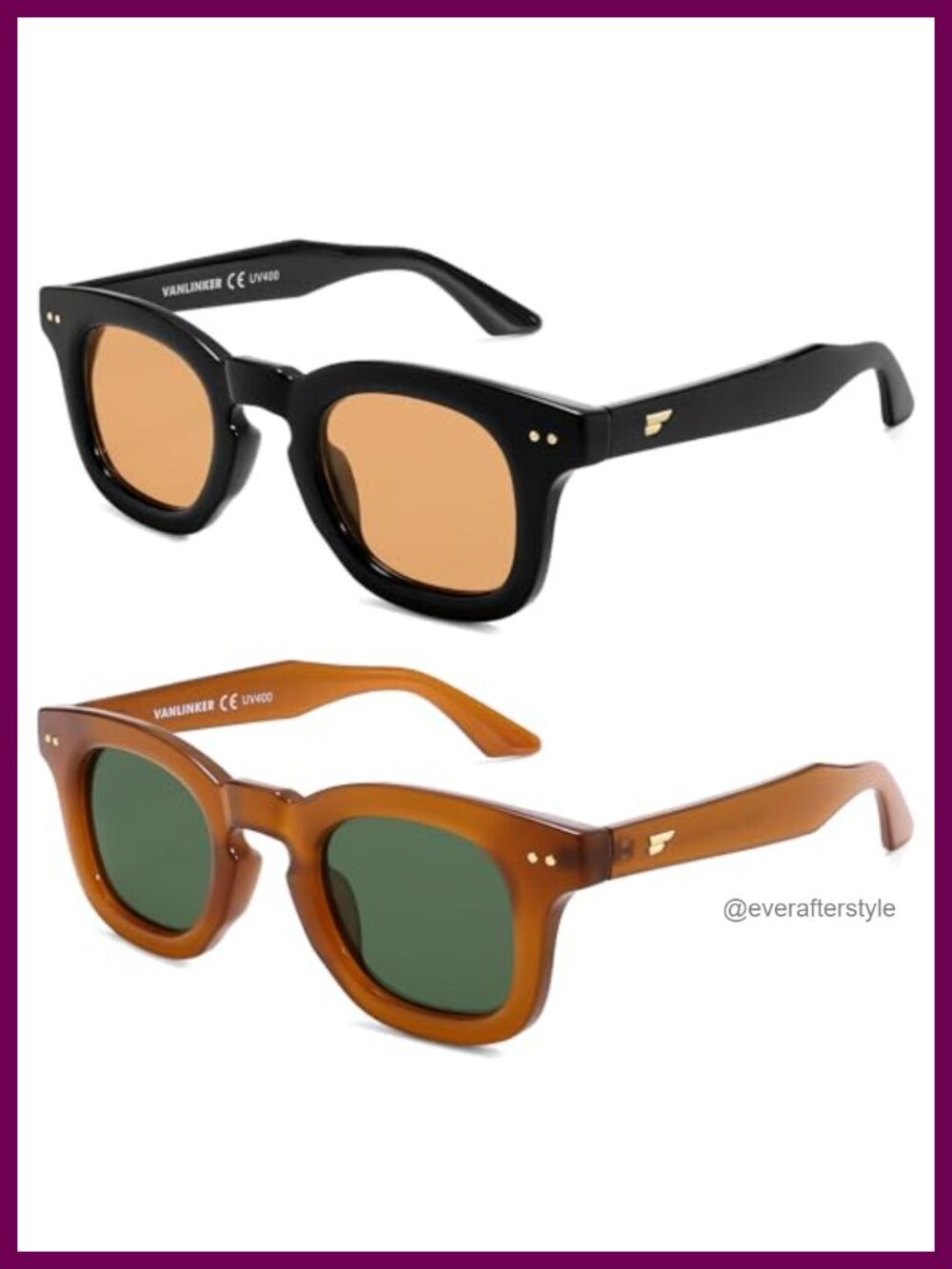Retro Thick Square Polarized Sunglasses for Men Women UV Protection